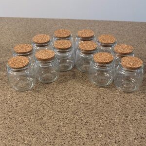 Set of Small Glass Jars with Cork Lids - Clear Glass